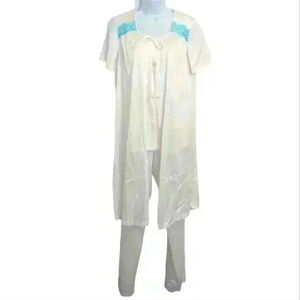 Vtg 3 piece nylon pajamas size small